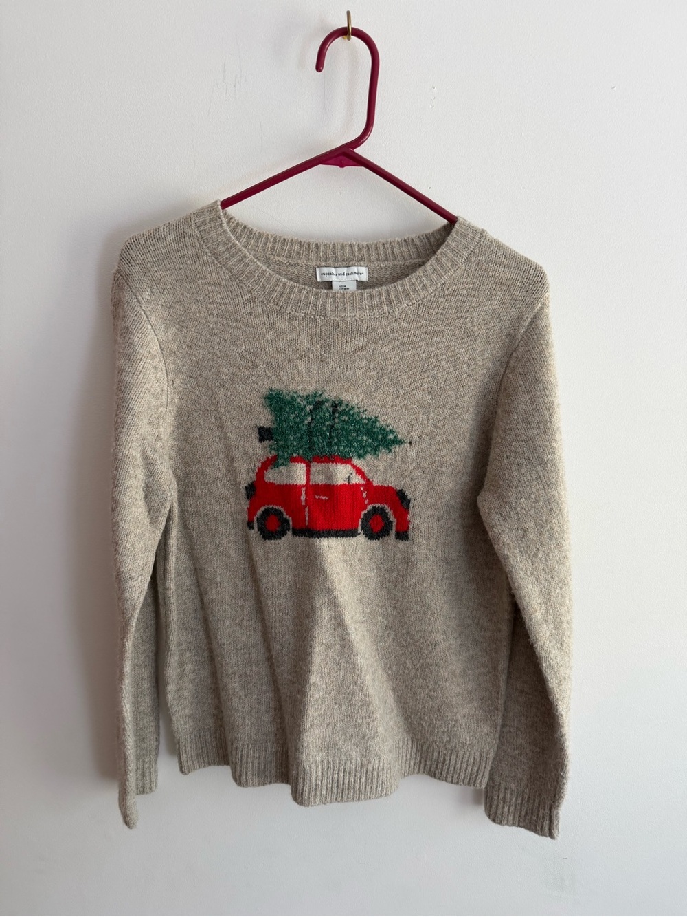 Women’s Cupcakes And Cashmere Beige Christmas Truck Sweater